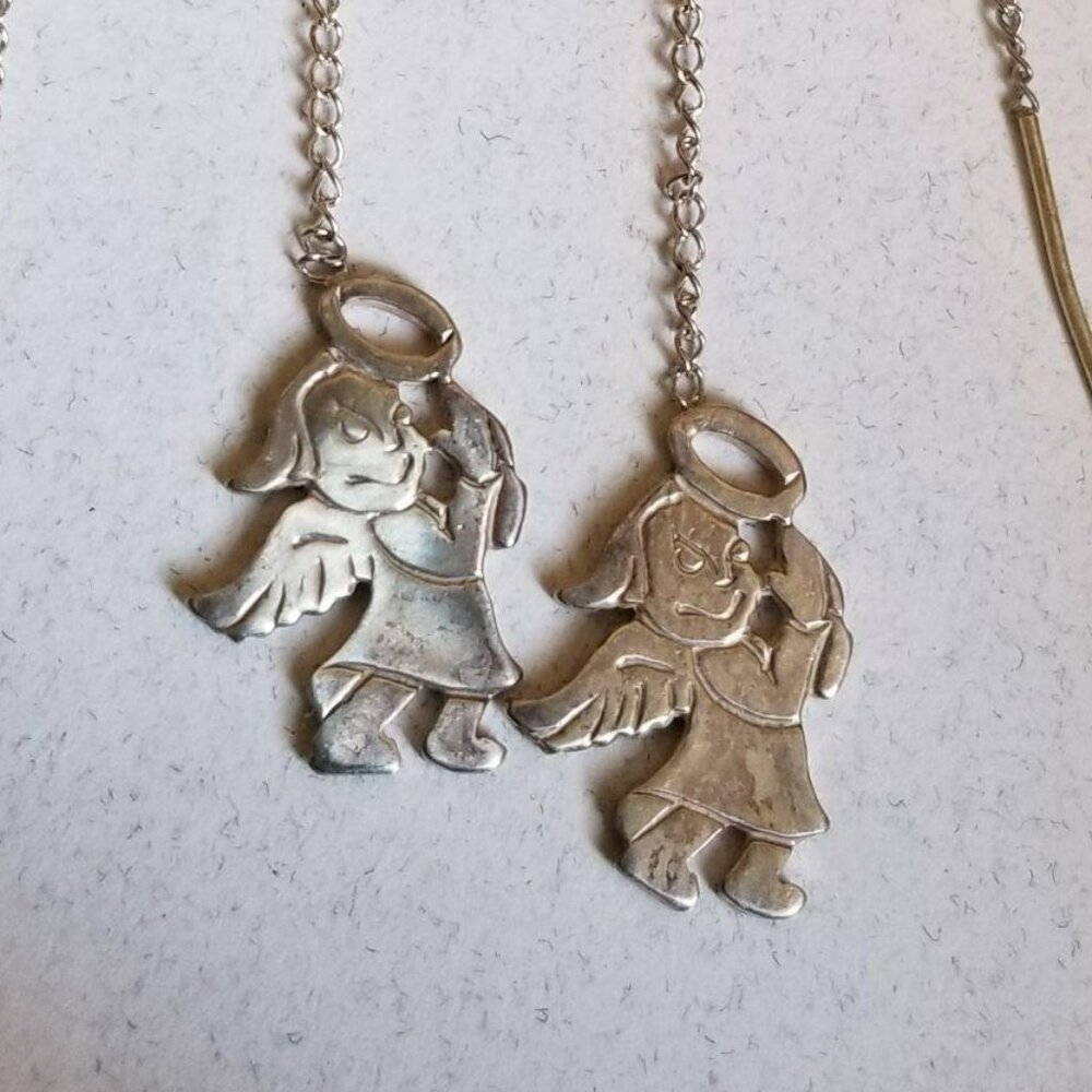 Sterling Silver Devilish Angel Threader Slider Earrings Custom Made LH2601